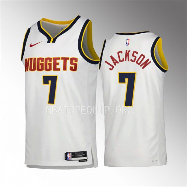  Mens Denver Nuggets #7 Reggie Jackson Nike White Association Edition Jersey 