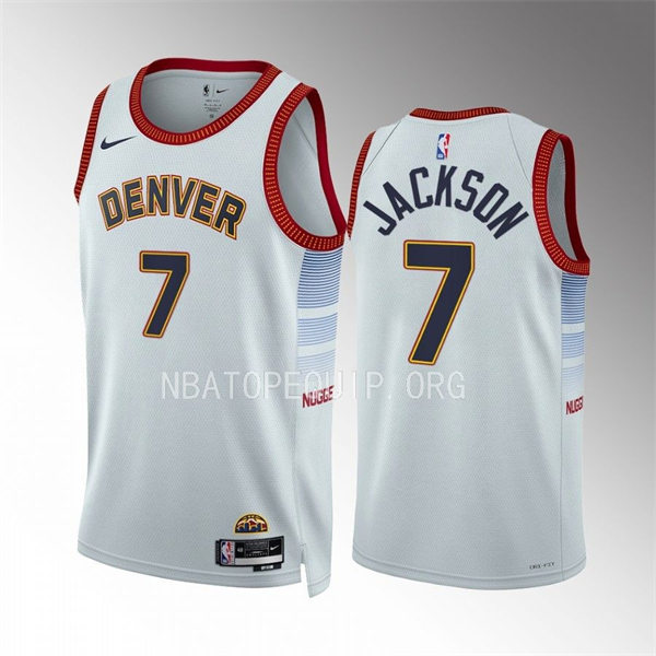  Mens Denver Nuggets #7 Reggie Jackson White 2022-23 City Edition Swingman Jersey 