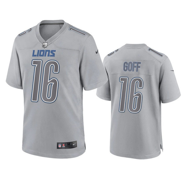  Mens Detroit Lions #16 Jared Goff Gray Atmosphere Fashion Game Jersey 