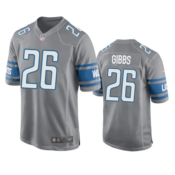  Mens Detroit Lions #26 Jahmyr Gibbs Nike Steel Alternate Team Vapor Limited Jersey 
