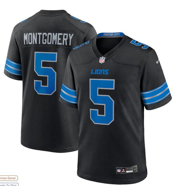  Mens Detroit Lions #5 David Montgomery Nike 2024 Black 2nd Alternate Vapor F.U.S.E. Limited Jersey 