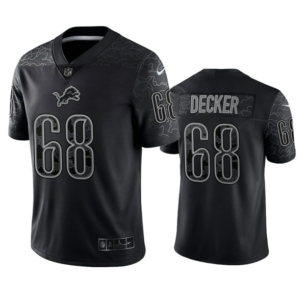  Mens Detroit Lions #68 Taylor Decker Black Reflective Limited Jersey 