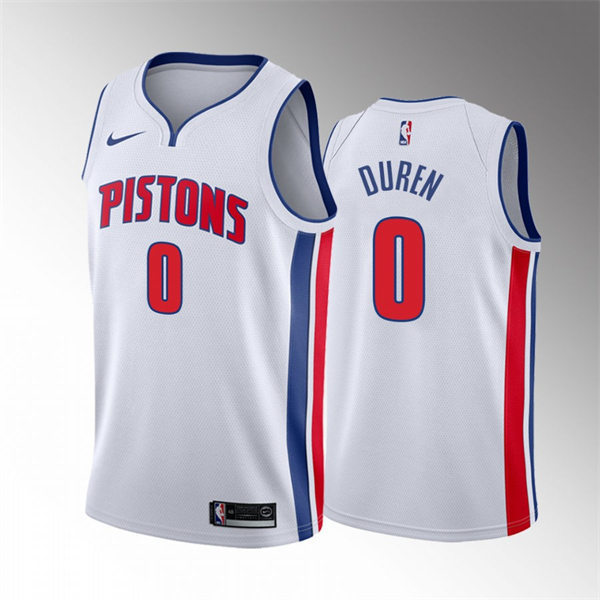  Mens Detroit Pistons #0 Jalen Duren White Association Edition Jersey 