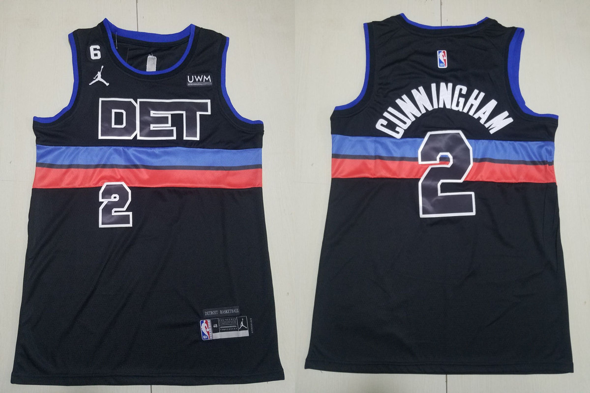  Mens Detroit Pistons #2 Cade Cunningham 2022-23 Statement Edition Swingman Jersey Black 