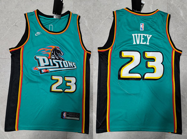  Mens Detroit Pistons #23 Jaden Ivey 2022-23 Teal Classic Edition Jersey 