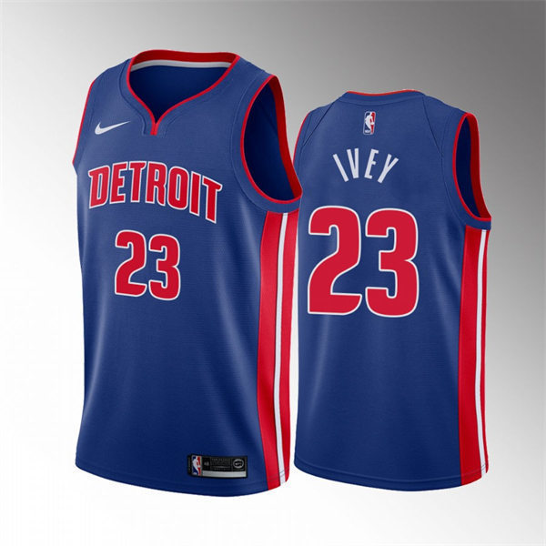  Mens Detroit Pistons #23 Jaden Ivey Blue Icon Edition Jerse 