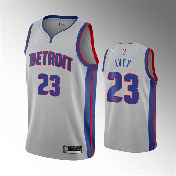  Mens Detroit Pistons #23 Jaden Ivey Gray Statement Edition Swingman Jersey 