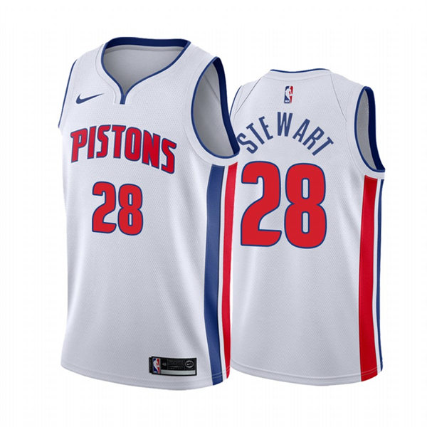  Mens Detroit Pistons #28 Isaiah Stewart White Association Edition Jersey 