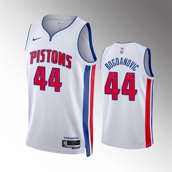  Mens Detroit Pistons #44 Bojan Bogdanovic 2022-23 White Association Edition Player Jersey 