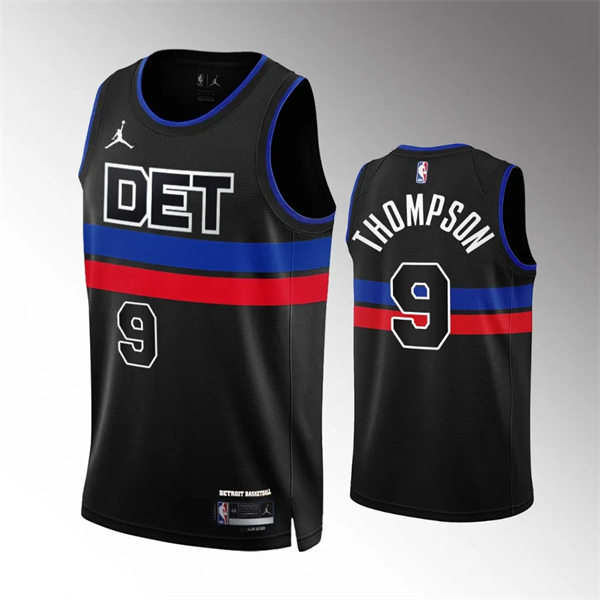  Mens Detroit Pistons #9 Ausar Thompson Black Statement Edition Swingman Jersey  