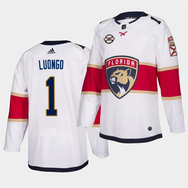  Mens Florida Panthers Retired Player #1 Roberto Luongo Adidas Away White Jersey 