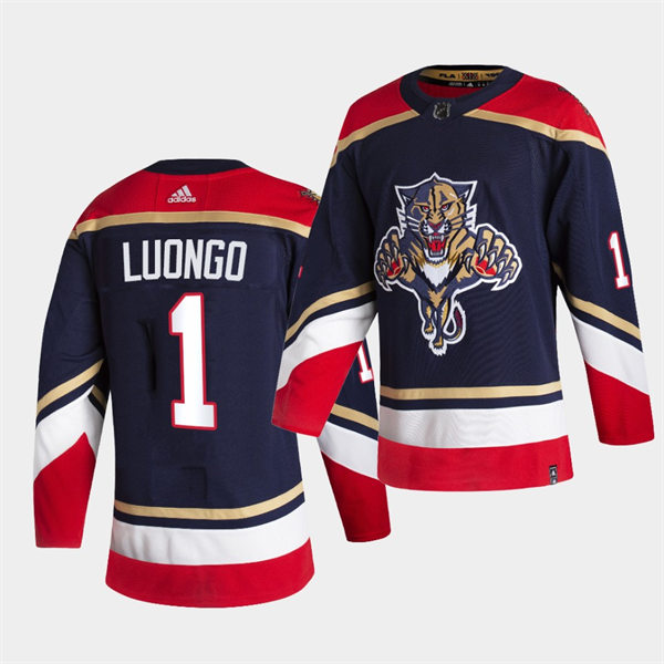  Mens Florida Panthers Retired Player #1 Roberto Luongo adidas Navy Alternate Third Jersey 