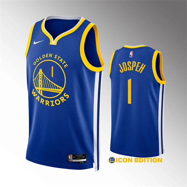  Mens Golden State Warriors #1 Cory Jospeh Royal Icon Edition Swingman Jersey 