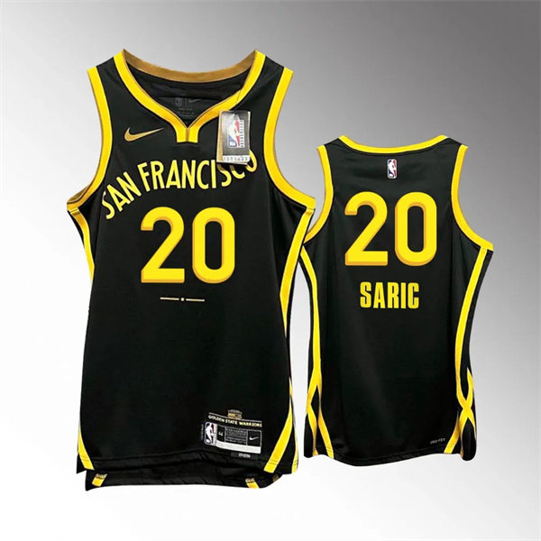  Mens Golden State Warriors #20 Dario Saric 2023-24 Black City Edition Player Jersey 