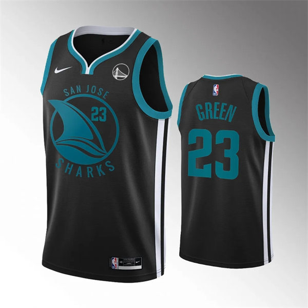  Mens Golden State Warriors #23 Draymond Green 2023 Nike Black Sharks Mashup Basketball Jersey 