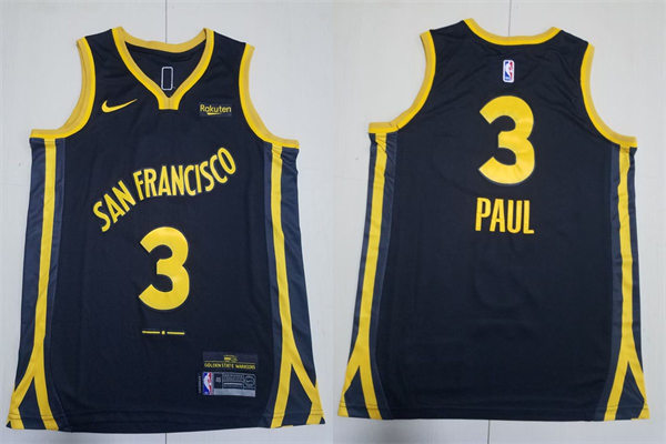  Mens Golden State Warriors #3 Chris Paul 2023-24 Black City Edition Player Jersey 