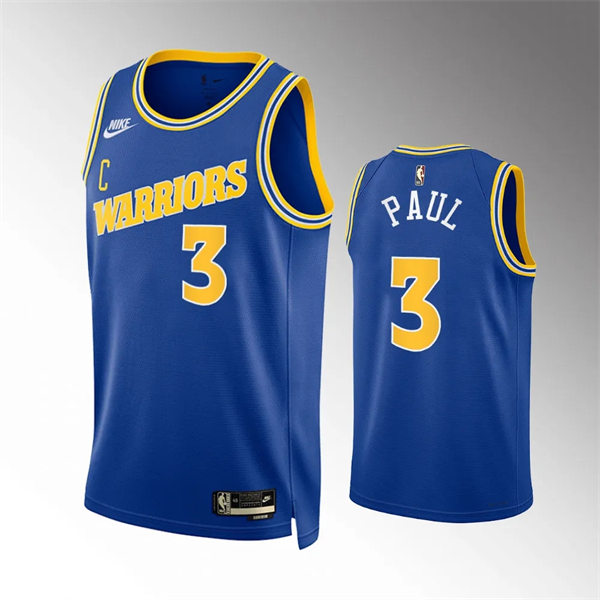  Mens Golden State Warriors #3 Chris Paul Nike Royal Classics Edition Swingman Jersey 