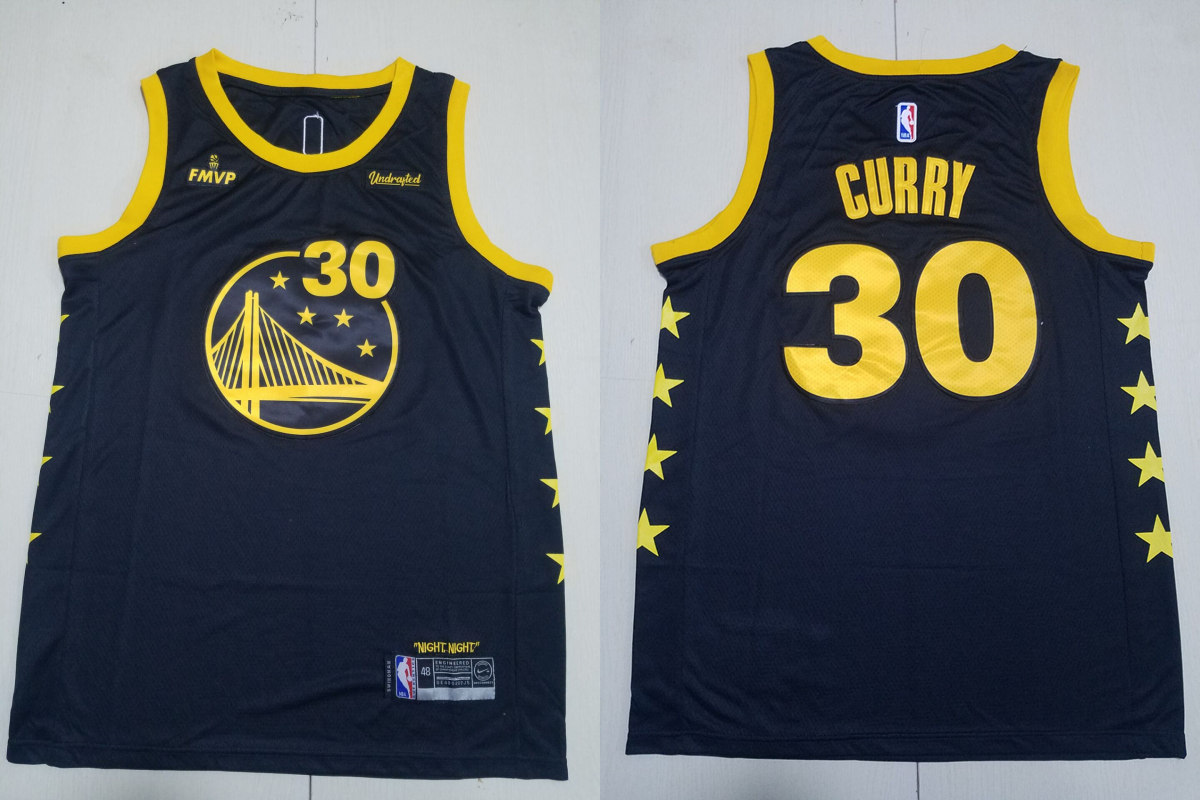  Mens Golden State Warriors #30 Stephen Curry 2022 NBA Final Game FMVP Jersey Black 