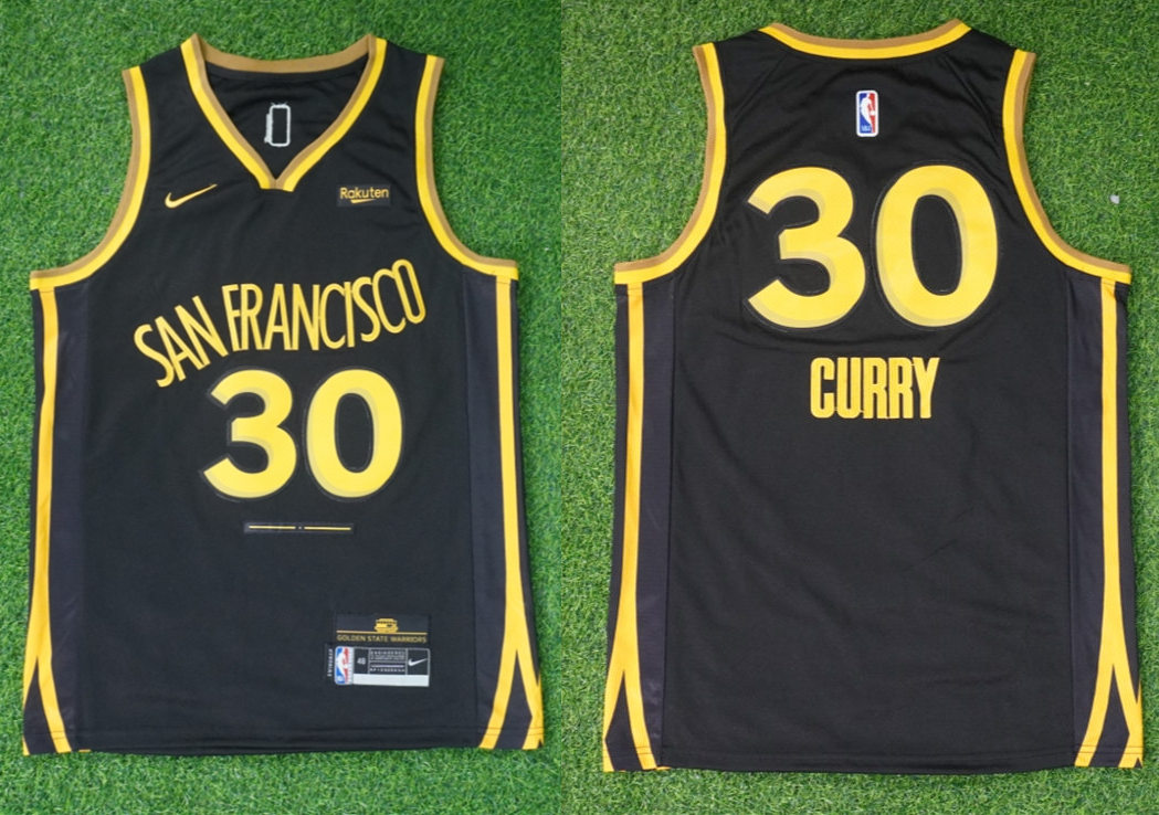  Mens Golden State Warriors #30 Stephen Curry 2023-24 Black City Edition Player Jersey 