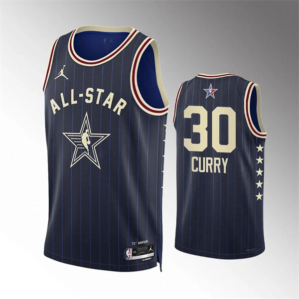  Mens Golden State Warriors #30 Stephen Curry Navy 2024 NBA All-Star Game Swingman Jersey 