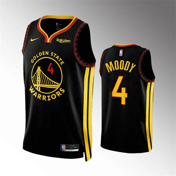  Mens Golden State Warriors #4 Moses Moody 2023-24 Nike Black Earned Edition Jersey 