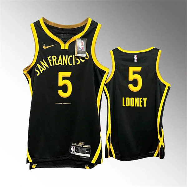  Mens Golden State Warriors #5 Kevon Looney 2023-24 Black City Edition Player Jersey 