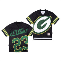 Mens Green Bay Packers #23 Jaire Alexander Black Mitchell & Ness Big Face Jersey 