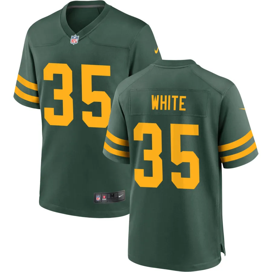  Mens Green Bay Packers #35 Jalen White Nike Green Alternate Retro 1950s Throwback Limited Jersey 