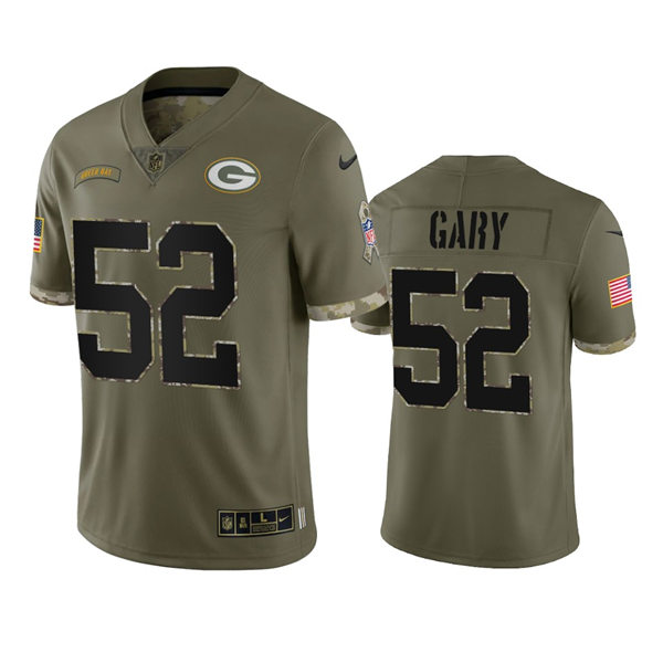  Mens Green Bay Packers #52 Rashan Gary Olive 2022 Salute To Service Jersey 