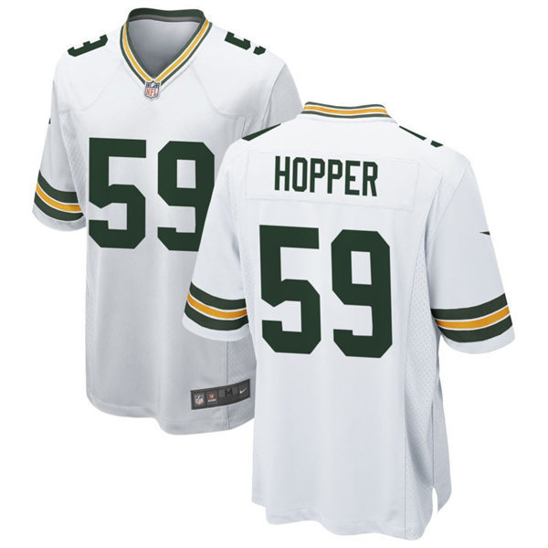  Mens Green Bay Packers #59 Ty'Ron Hopper Nike White Vapor Limited PlayerJersey 