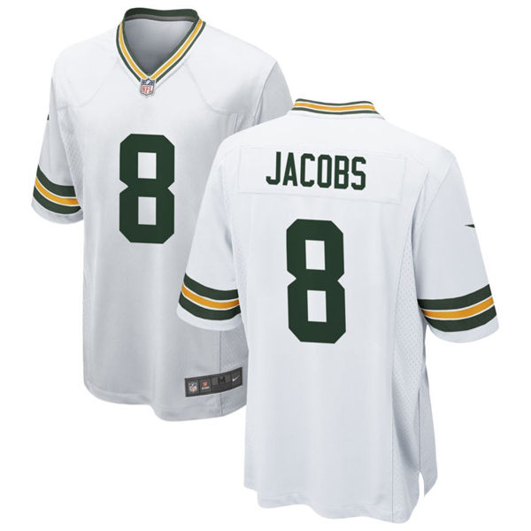  Mens Green Bay Packers #8 Josh Jacobs Nike Home White 2023 F.U.S.E. Vapor Limited Jersey 