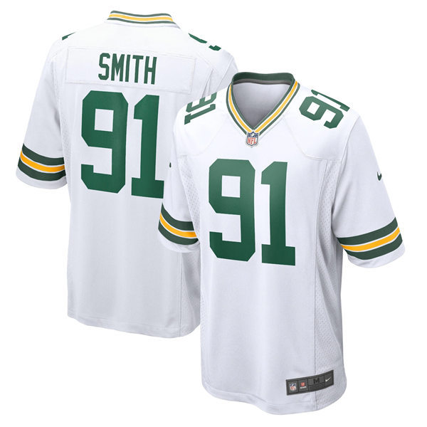  Mens Green Bay Packers #91 Preston Smith White Vapor Limited Player Jersey 