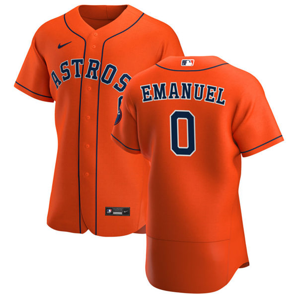  Mens Houston Astros #0 Kent Emanuel Nike Orange Alternate Flexbase Jersey 