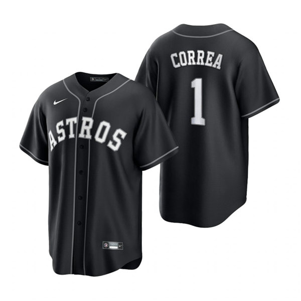  Mens Houston Astros #1 Carlos Correa Nike 2021 Black Fashion Jersey 