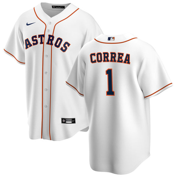  Mens Houston Astros #1 Carlos Correa Nike White Home CoolBase Jersey 