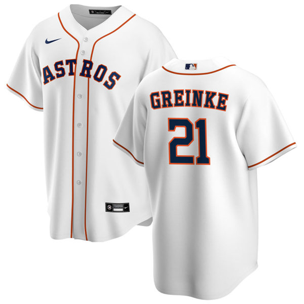  Mens Houston Astros #21 Zack Greinke Nike White Home CoolBase Jersey 