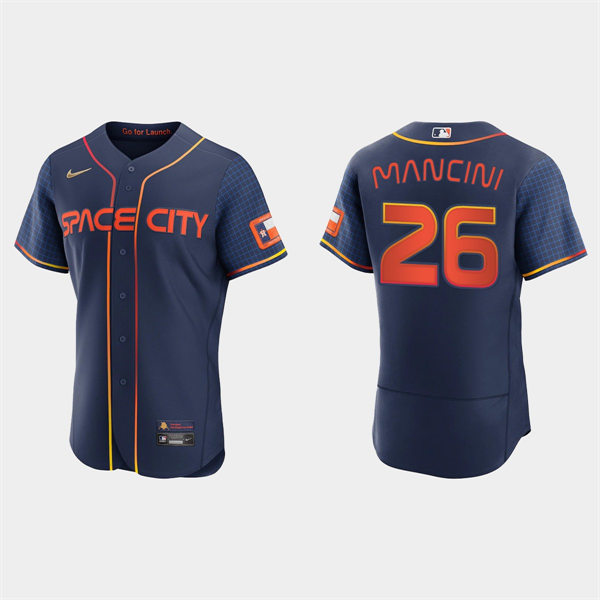  Mens Houston Astros #26 Trey Mancini 2022 City Connect Jersey Navy 