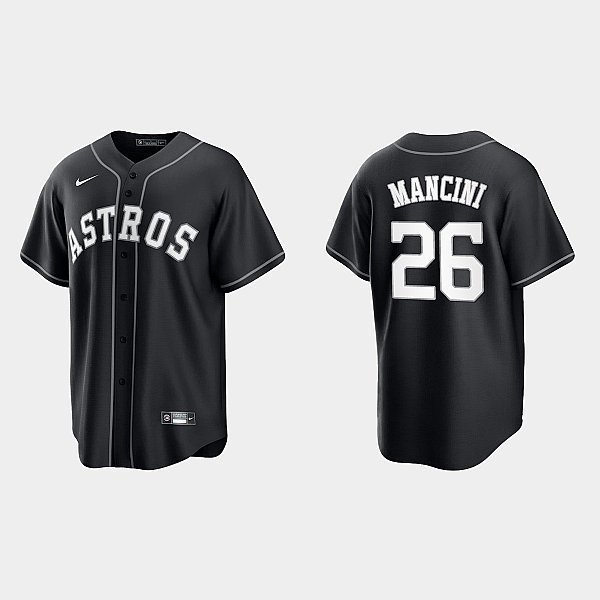  Mens Houston Astros #26 Trey Mancini Nike Black White Collection Jersey 