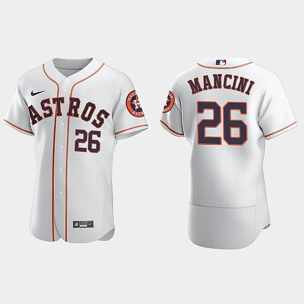  Mens Houston Astros #26 Trey Mancini White Home FlexBase Player Jersey 