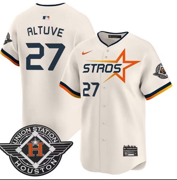  Mens Houston Astros #27 Jose Altuve Nike Cream 2025 City Connect Edition 2.0 Jersey  