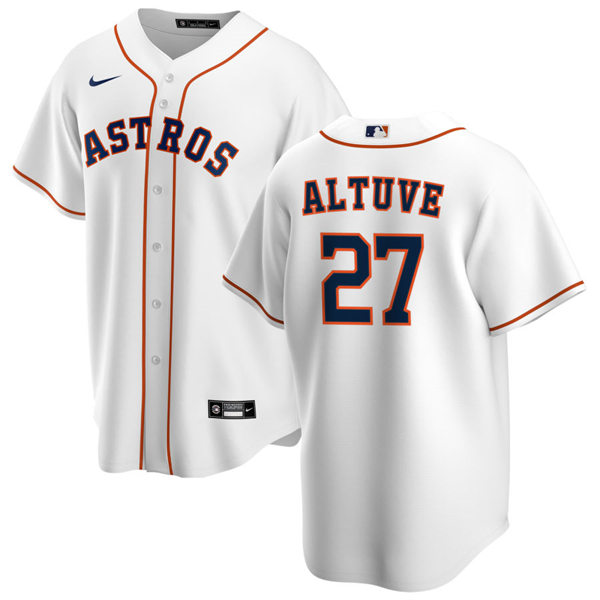  Mens Houston Astros #27 Jose Altuve Nike White Home CoolBase Jersey 