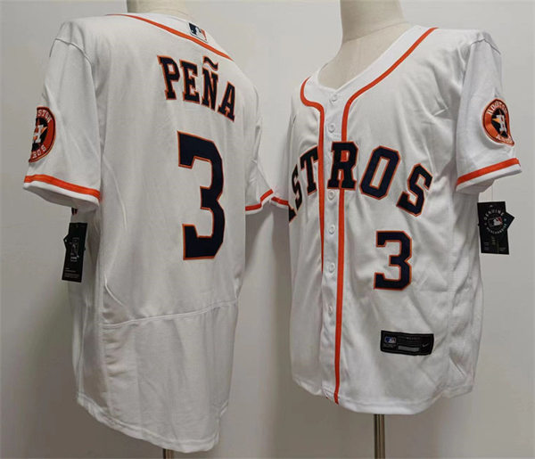  Mens Houston Astros #3 Jeremy Pena Nike White Home Flexbase Player Jersey 
