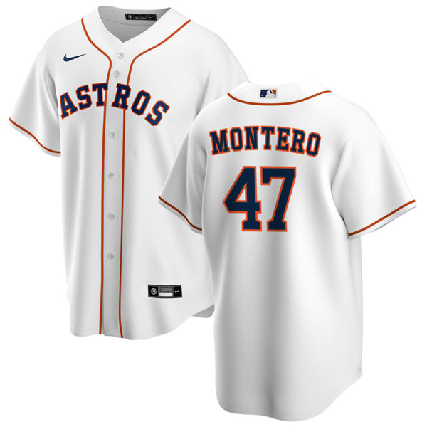  Mens Houston Astros #47 Rafael Montero Nike White Home CoolBase Jersey 