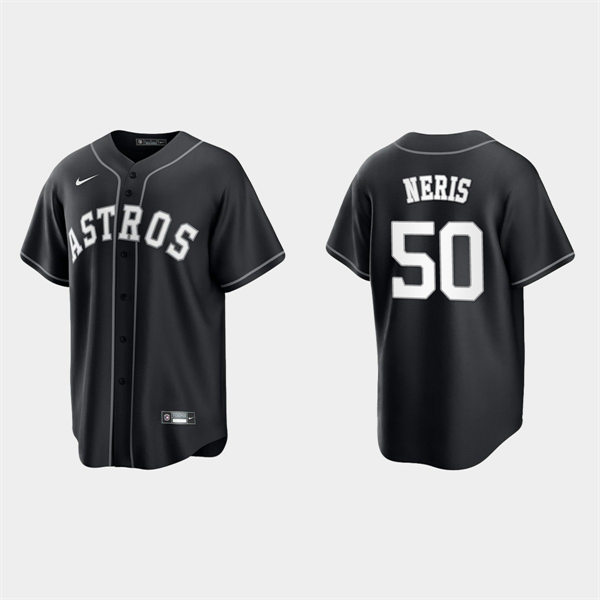  Mens Houston Astros #50 Hector Neris Nike Black White Collection Jersey 