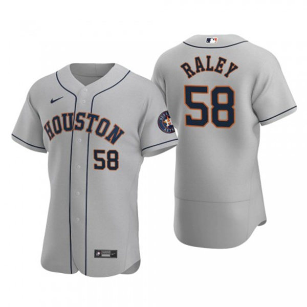  Mens Houston Astros #58 Brooks Raley Nike Gray Road Flexbase Jersey 