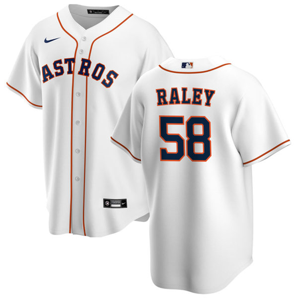  Mens Houston Astros #58 Brooks Raley Nike White Home CoolBase Jersey 
