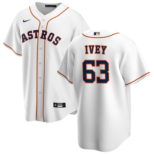  Mens Houston Astros #63 Tyler Ivey Nike White Home CoolBase Jersey 