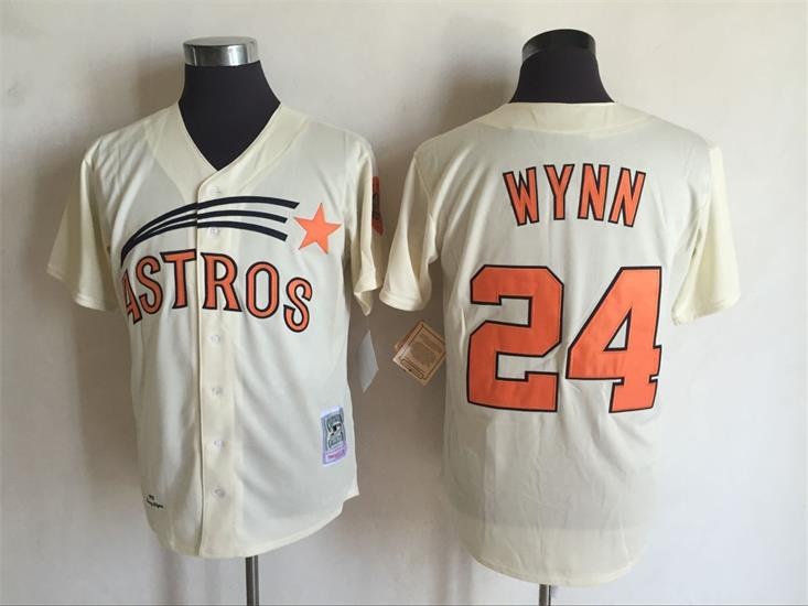  Mens Houston Colts 45s #24 Jimmy Wynn 1971 Cream Throwback Jersey 