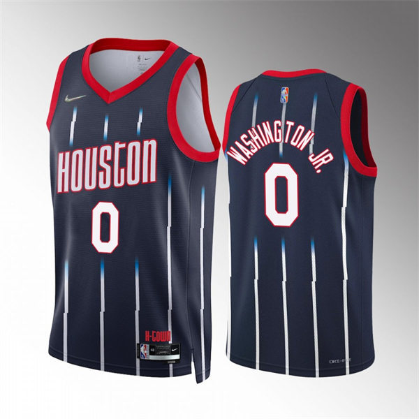  Mens Houston Rockets #0 TyTy Washington Jr. Navy Diamond Badge 2021-22 City Edition Jersey 