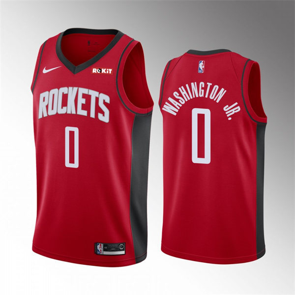  Mens Houston Rockets #0 TyTy Washington Jr. Red Icon Edition Jersey 